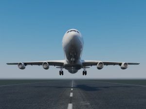 A Jumbo jet taking off or landing. High resolution 3D render.